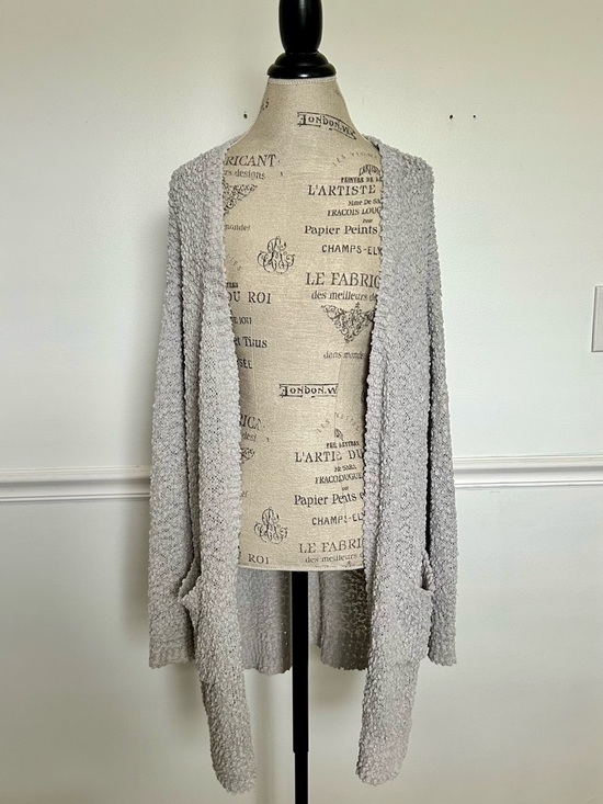 Listicle Sweaters - Listicle Light Grey Boucle Open Cardigan with Pockets